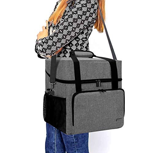 LUXJA Serger Machine Carrying Case with Bottom Wooden Board, Gray - color: Gray
