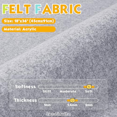 Heather Grey 18" X 36" Felt Fabric Sheet - 1.6mm Thickness - color: Heather Grey, size: 18" x 36"