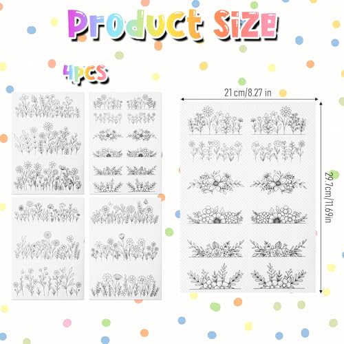 4 Sheets Embroidery Paper Wash Away - Water Soluble Stabilizer for Embroidery Patterns, Stick and Stitch for Hand & Machine Sewing, Stitch Book Supplies & Accessories