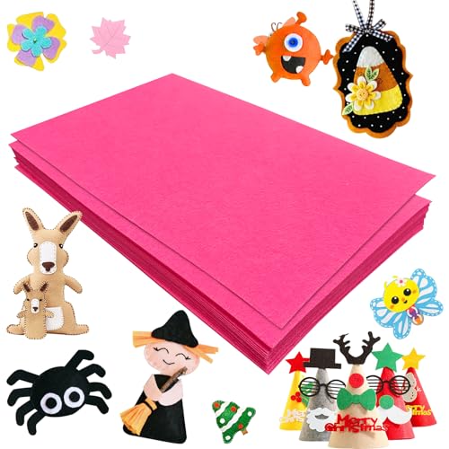 Jtnohx Felt for Crafts, 16 Pcs Felt Fabric, 7"×11.3" Stiff Felt Sheets, Craft Felt Square for Sewing (Dark Pink) - color: Dark Pink