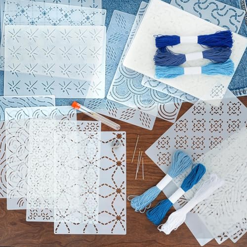 41Pcs Sashiko Stencil Kit for for Hand Quilting and Embroidery