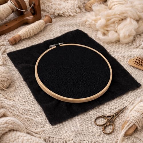20 PCS 5.9 × 5.9 Inch Linen Embroidery Fabric, Pre-Cut Black Fabric - color: Black, size: 5.9×5.9 Inch