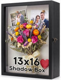 TJ.MOREE Large Shadow Box 13x16 Flowers Display Case Wooden Picture Frame - color: Black, size: 13x16