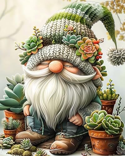 WUSARPLY Gnome Stamped Cross Stitch Kits for Beginners Adults - color: J087