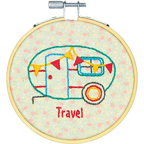 Dimensions 'Camper' Short N' Sweet Mini Embroidery Kit for Beginners, 4'' - color: Camper