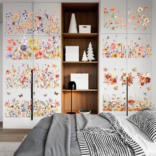 8 Pcs Boho Floral Rub-On Transfers for Furniture & Crafts - style: Boho Floral