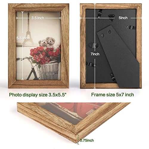 Emfogo 4x6 Picture Frames Photo Display for Tabletop Display Wall Mount Solid Wood High Definition Glass Photo Frame Pack of 2 - color: Carbonized Brown, size: 4x6 inch