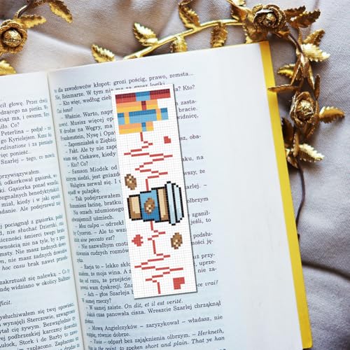 FREEBLOSS 6 Set Cafeteria Cross Stitch Bookmark Stamped Cross Stitch Kit with Coffe&Books Patterns Embroidery Kit with Instruction DIY Bookmark Kit for Gift Adults 8.67''x3'' - style: Coffee Text