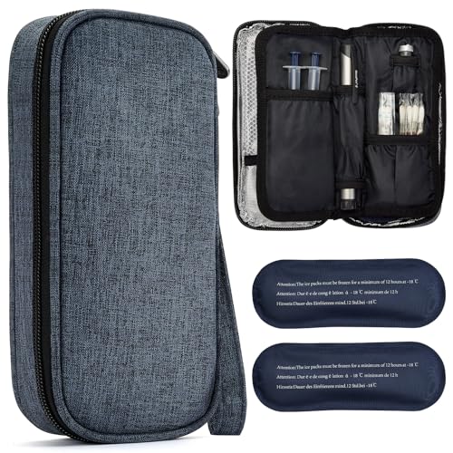 apollo walker Insulin Cooler Travel Case with Ice Packs and Insulation - color: Navy, size: Small
