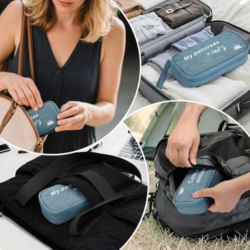 apollo walker Insulin Cooler Travel Case with Ice Packs and Insulation - color: Light Blue, size: Small