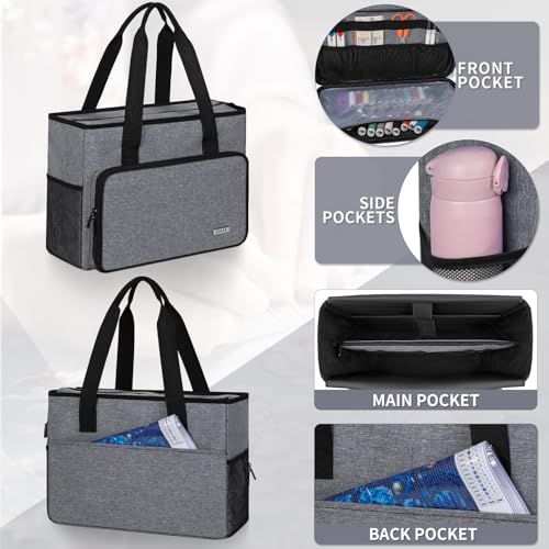 GMAK Embroidery Storage Bag, Embroidery Project Storage Carrying Tote Bag - color: Grey