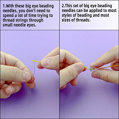 16 Pieces Big Eye Beading Needles Seed Beads Needle Beading Embroidery Needles for Jewelry Making Collapsible Beading Needles Set Long Straight Hand Sewing Beading Needle with Needle Bottle (5 Sizes)
