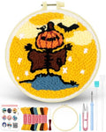 FIVEIZERO Yarn Punch Needle Craft Kit for Beginners,Pumpkin Man Pattern - color: Pumpkin Man