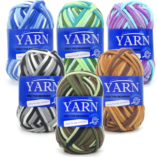 6 Pack Beginners Crochet Yarn Rainbow Multicolor Cotton Crochet Yarn for Crocheting Knitting Beginners-Variegated Series 02 - color: Variegated Series 02, size: 6 PACK