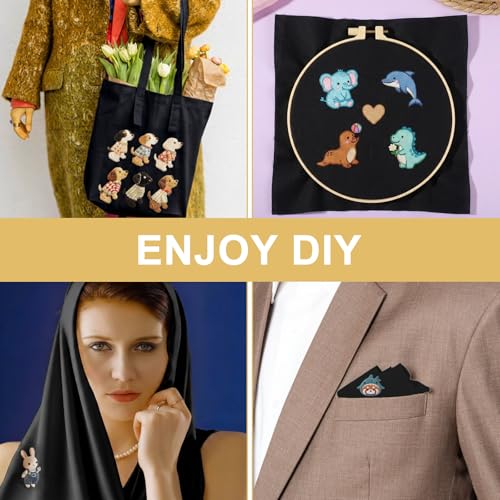 16Pcs Black Embroidery Fabric, Pre-Cut Linen Needlework Embroidery Cloth - color: Black