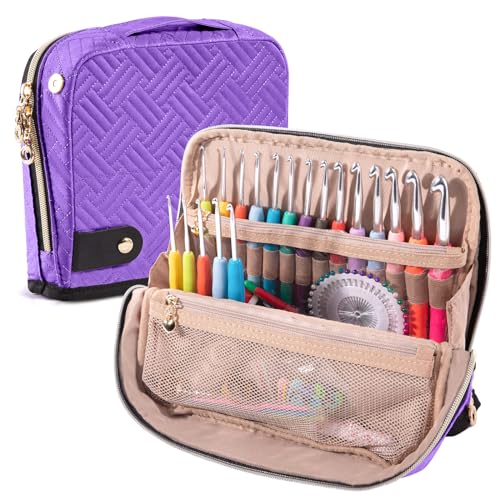 MYBAGZING Empty Crochet Hook Case, Stand-Up Crochet Hook Organizer - color: Purple, size: Case (Empty)