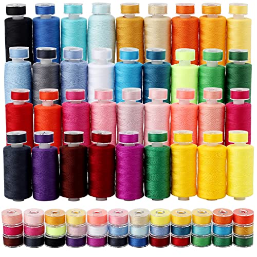 72Pcs Bobbins Sewing Threads Kit 36 Colors 500 Yards Sewing Polyester Thread Spools with 36Pcs Same Color Prewound Bobbins for Hand Sewing DIY Emergency Travel Sewing Machine Use (36 Colors) - color: 36 Colors