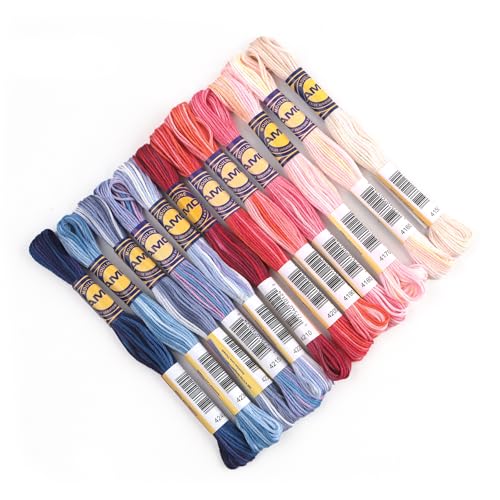12 Skeins Variegated Mercerized Egyptian Cotton Gradient Color for Embroidery Floss Cross Stitch Threads Friendship Bracelets Floss Craft Floss (12 Colors Set C) - color: 12 colors set C