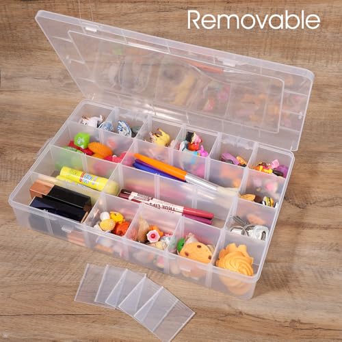 Molain 24 Grids Large Plastic Organizer Box, Clear Storage Box, for Jewelry