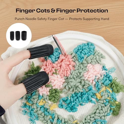 Pllieay 36PCS Punch Needle Kit for DIY Embroidery - Punch Needle with Finger Cots, Wooden Handles, Storage Bag, Ideal for Punch Needle Kits Adults Beginner - size: 36pcs Punch Needle