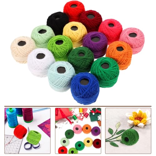 48pcs Crochet Thread Cotton Yarn Balls Rainbow Color Embroidery Floss Cross Stitch Colorful Cotton Floss Embroidery Thread DIY Sewing Material for Hand Stitching Craft Projects