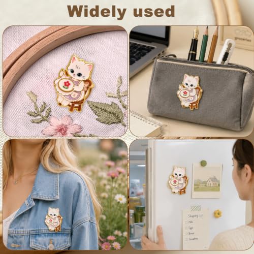 Cat Needle Minder Magnet, Adorable Cat Magnetic Needle Minder for Sewing Funny Needlework Accessory Suitable for Embroidery Sewing Needlepoint & Cross Stitch
