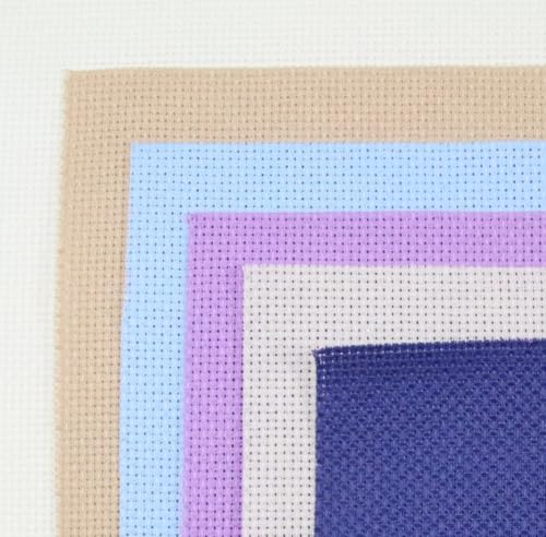 KCS 6 pc of 15" x 18" (38cmx45cm) Counted Cotton Aida Cloth Cross Stitch Fabric Rolled Box (16CT-C) - color: 16ct-c