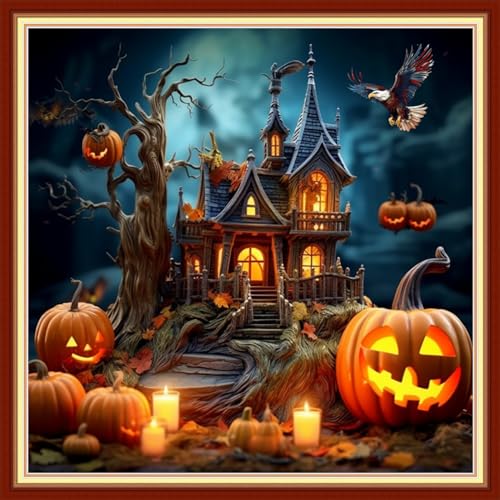 Foxdiviy Stamped Cross Stitch Kits Full Range of Embroidery Needlework Starter Kits for Beginners Adults 11CT Embroidery Patterns Art Crafts DIY Needlepoint Kits-Magic Night 18x18 inch - color: Stamped Set 05