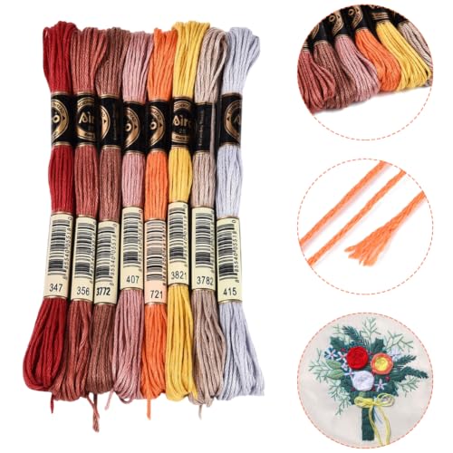 8 Skeins 70 Yards Light Brown Embroidery Thread for Crafts DIY - color: Multi Brown, size: 70 Yards
