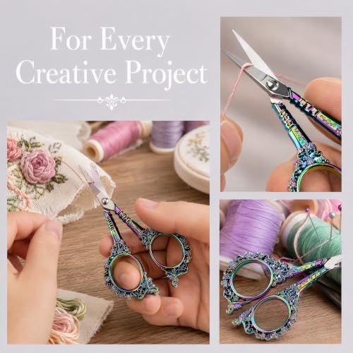 Embroidery Scissors 4.5 Inch Stainless Steel Rainbow - size: 4.5 x 2.25 inch