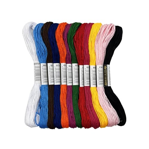 12 Colors Embroidery Thread Set with DMC Codes - 8m Each Skein, Premium Cotton Sewing Floss for Cross Stitch & Needlecraft - color: 12 Colors