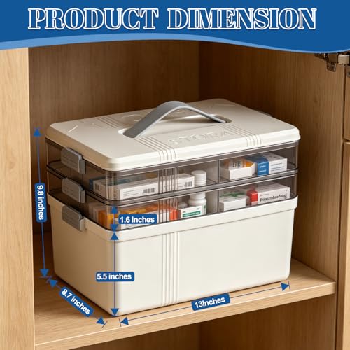 3 Tier Medicine Storage Box, Medicine Box with 7-Day Pill Case