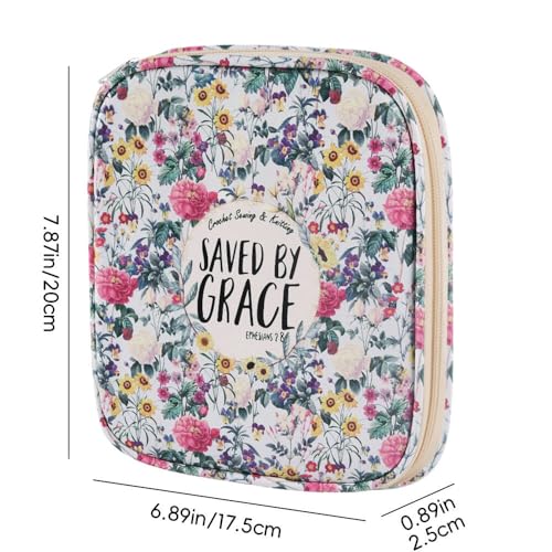 Crochet Hook Case,Portable Zipper Storage Organizer Bag for Crochet Hooks, Knitting Needles, Project & Sewing Supplies, Lightweight,Easy to Hold (No Accessories Included).Beige Flower Clusters - color: beige flower clusters
