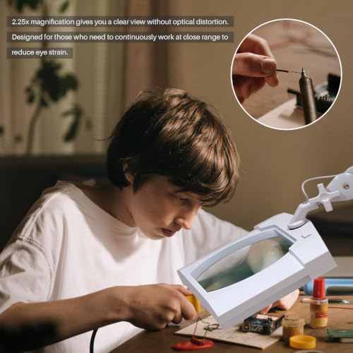 LED Magnifying Lamp with Clamp, 14W 1200LM, 2.25X, White - color: White