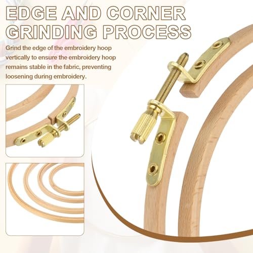PATIKIL 3 Pieces 8 Inch Beech Wood Embroidery Hoops, Circle Cross Stitch Hoop Frames Embroidery Hoop Ring with Adjustment Brass Screw for Sewing, Needlework, DIY Craft Decoration - size: 8 Inch