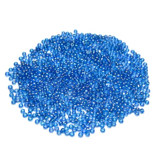 GLRXMX 2100Pcs Glass Beads 2mm Round Seed Beads for Jewelry Making - color: sealue