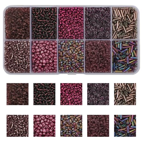 5000pcs Glass Seed Tube Bugle Beads for DIY Jewelry Making - color: Purple