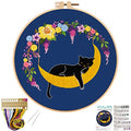 Louise Maelys Cat Moon Embroidery Kit for Beginners Floral Design - color: kit-12
