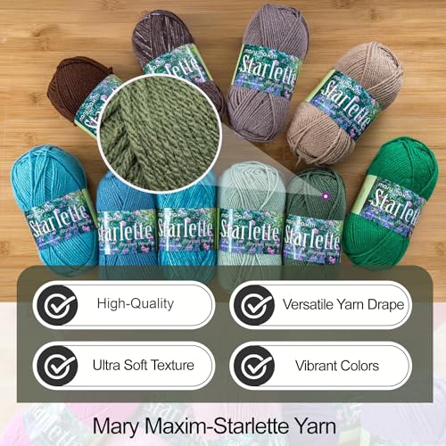Mary Maxim Starlette Yarn, Soft Acrylic Green Yarn, 3.5 OZ, 180 Yards - color: Deep Green