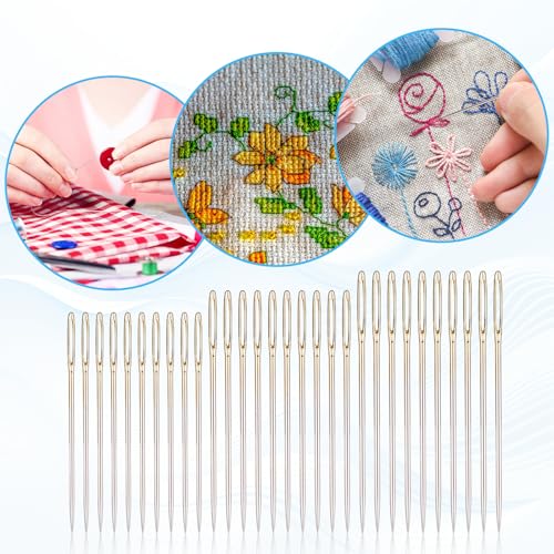 30Pcs Cross Stitch Needles Tapestry Needles 22 & 24 & 26 Large-Eye for Hand Sewing Gauge Blunt Tip Blunt Needle for Cross Stitch and More