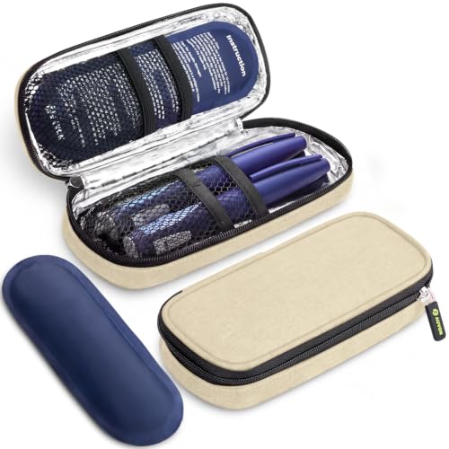AUVON Lightweight Insulin Cooler Travel Case, 3-Layer Thickened Insulation - color: Beige