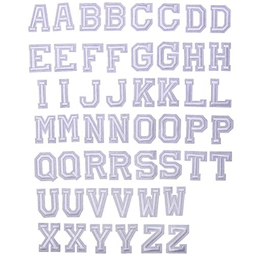 J.CARP 52Pcs White Alphabet A to Z Patches, Iron on Sew on Letters for Clothing, Hats, Shoes, Backpacks, Handbags, Jeans, Jackets etc. - color: 52pcs, White