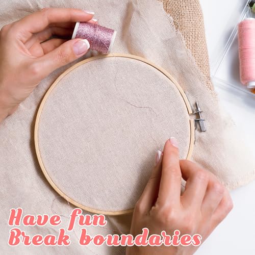 SULIKJHUI 2 Pieces Bamboo Embroidery Hoops Set, 4" and 6" Round Embroidery Hoops, Adjustable Cross Stitch Hoop for Embroideries and Craft Sewing (Natural Wood, 4" & 6Diameter)