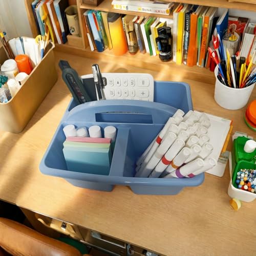 6 Pack Classroom Caddy, Table Caddy with 3 Compartment, Portable Storage Caddy for Classroom, Office, and Home, Multiuse Art Caddy with Handle, Durable & Drop-Proof, Macaron colors