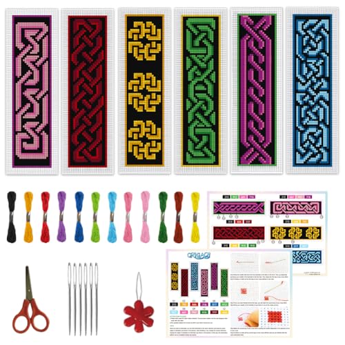 ORIGACH 6 Set Celtic Knot Cross Stitch Bookmark Kit for Beginner - style: Celtic Knot