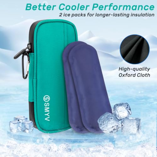 SMYV Insulin Cooler Travel Case with 2 TSA Approved Ice Packs, Cyan - color: Cyan