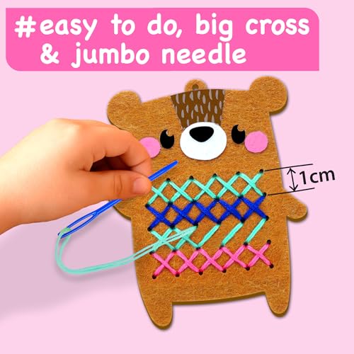 EZCRA My First Cross Stitch Kit for Kids Ages 4-8, 8 No Mess Felt Animals - color: 8-in-1 Animal