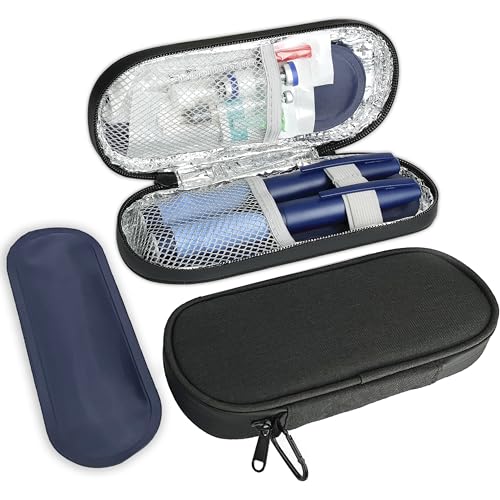 CDBXPRG Insulin Pen Cooler Travel Case, 2 TSA Approved Ice Packs Black - color: Black