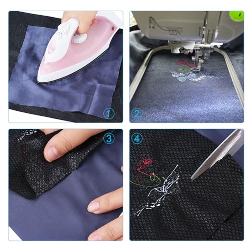 Simthread Fusible No Show Mesh Cut Away Stabilizer Black Color - color: Black