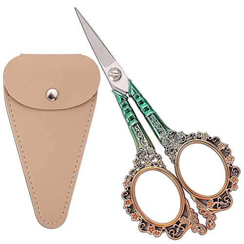 Small Sewing Scissors, Sharp Embroidery Shears - color: Gold Green